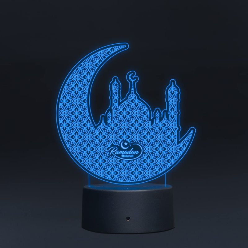 Ramadan Mubarak Acrylic Night lamp for Eid Decoration Light 7 Color Changing Light